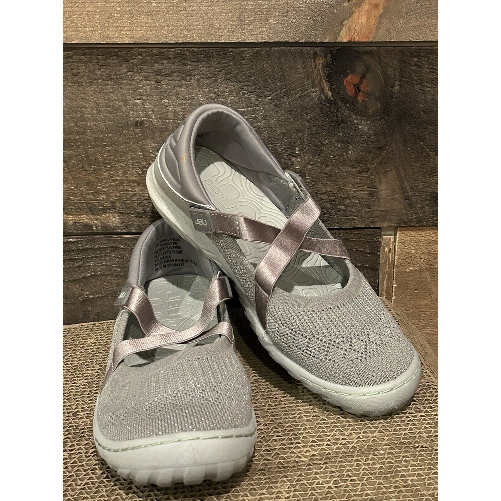 JBU Jambu Camila Mary Jane Flats Slip On Shoes Denim Shimmer Gray Women 6W